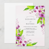 Invitation Mariage Tropical Vibrant Violet (Devant / Derrière)