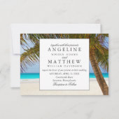 Invitation Mariage Tropical Vintage Beach Shore Palm (Devant)