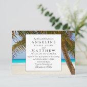 Invitation Mariage Tropical Vintage Beach Shore Palm (Debout devant)
