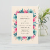Invitation Mariage Tropical Vivid Sarcelle (Debout devant)