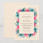 Invitation Mariage Tropical Vivid Sarcelle (Devant / Derrière)
