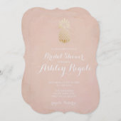 Invitation Mariage tropicale de plage d'ananas et rose vif (Devant / Derrière)