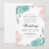 Invitation Mariage turquoise à lave-linge (Devant / Derrière)