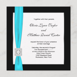 Invitation Mariage turquoise blanc turquoise d'arc de noir