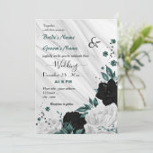 Invitation mariage turquoise bleu blanc et noir (Debout devant)