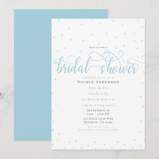 Invitation Mariage Turquoise Bleu Moderne Minimal Script (Devant / Derrière)