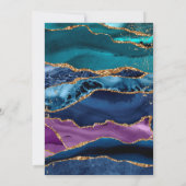 Invitation Mariage turquoise bleu violet or Agate (Dos)