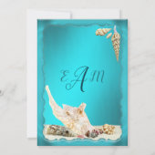 Invitation Mariage turquoise Blue Aqua Turquoise Seashell (Dos)