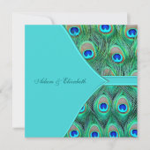 Invitation Mariage turquoise Blue Peacock (Devant)