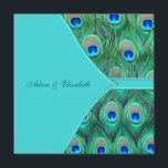 Invitation Mariage turquoise Blue Peacock<br><div class="desc">Elégant vert émeraude,  bleu royal et plumes de paon turquoise faire-part de mariage carré. Customisez avec votre choix de style de police et de couleur de police.</div>