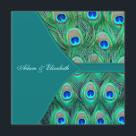 Invitation Mariage turquoise Blue Peacock<br><div class="desc">Elégant vert émeraude,  bleu royal et plumes de paon turquoise faire-part de mariage carré. Customisez avec votre choix de style de police et de couleur de police.</div>