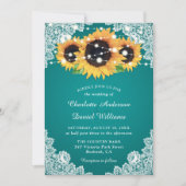 Invitation Mariage Turquoise chic de tournesol (Devant)