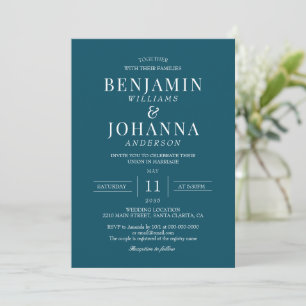 Invitation Mariage Turquoise classique élégant