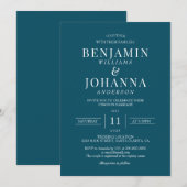 Invitation Mariage Turquoise classique élégant (Devant / Derrière)