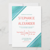 Invitation Mariage Turquoise corail (Devant)