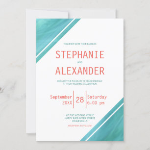 Invitation Mariage Turquoise corail