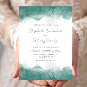 Invitation Mariage Turquoise de bordures d'aquarelle moderne