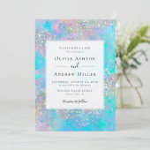 Invitation Mariage turquoise de Parties scintillant Opal Ston (Debout devant)