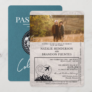 Invitation Mariage turquoise du passeport du Colorado