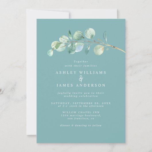 Invitation Mariage Turquoise Dusty (Devant)