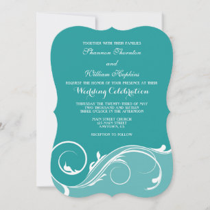 Invitation Mariage turquoise en torse floral
