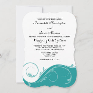 Invitation Mariage turquoise en torse floral