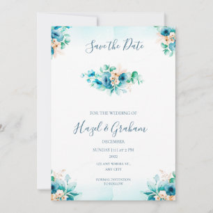 Invitation Mariage turquoise Enregistrer la date