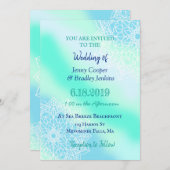 Invitation Mariage Turquoise et bleu Mandala Enchanted (Devant / Derrière)