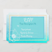 Invitation Mariage turquoise et bleu turquoise Fleur blanche  (Devant)