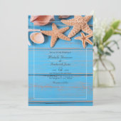 Invitation Mariage Turquoise et Corail Plage QR Code RSVP (Debout devant)