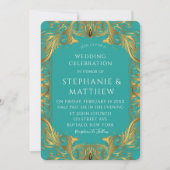 Invitation Mariage Turquoise et Or (Devant)