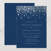 Invitation Mariage Turquoise Faux Silver Foil (Devant / Derrière)