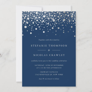 Invitation Mariage Turquoise Faux Silver Foil