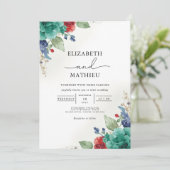 Invitation Mariage turquoise Floral Botanique (Debout devant)