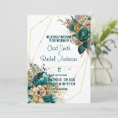 Invitation Mariage turquoise & Gold personnalisé (Debout devant)