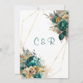Invitation Mariage turquoise & Gold personnalisé (Dos)