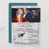 Invitation Mariage turquoise Las Vegas Passport (Devant / Derrière)