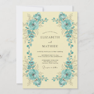 Invitation Mariage Turquoise Lemon Paeony