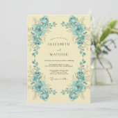Invitation Mariage Turquoise Lemon Paeony (Debout devant)