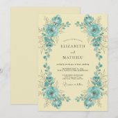 Invitation Mariage Turquoise Lemon Paeony (Devant / Derrière)