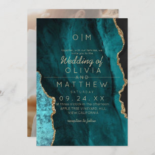 Invitation Mariage Turquoise moderne Agate