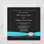 Invitation Mariage Turquoise noir blanc (Devant)