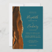 Invitation Mariage Turquoise or orange brûlé (Devant)