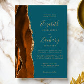 Invitation Mariage Turquoise or orange brûlé