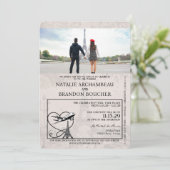 Invitation Mariage turquoise Paris Passport (Debout devant)