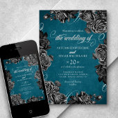 Invitation Mariage turquoise Rose noir