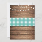 Invitation Mariage turquoise Rustic Burlap Lumières en bois I (Dos)