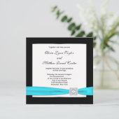 Invitation Mariage Turquoise turquoise bleu noir (Debout devant)
