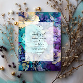 Invitation Mariage turquoise, violet et or