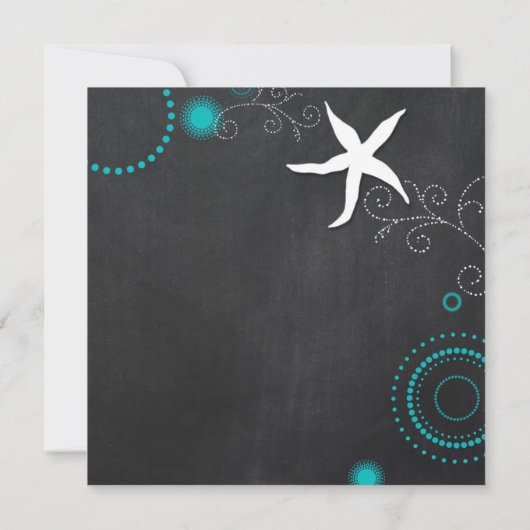 Invitation Mariage Turquoise White Chalkboard Beach (Dos)